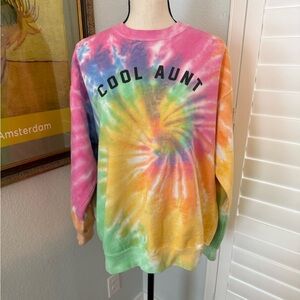 COOL AUNT FADED NEON TIE-DYE SWEATSHIRT